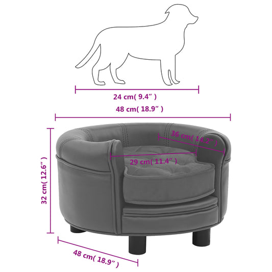 vidaXL Dog Sofa Puppy Couch Bed with Washable Cover Plush and Faux Leather